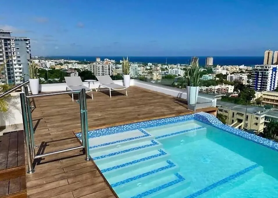 公寓 Apartmento En El Corazon De La Ciudad Con Piscina Infinita Y Vista Al Mar 聖多明哥